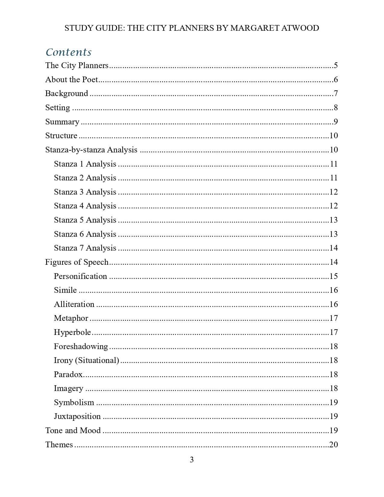 The City Planners Contents